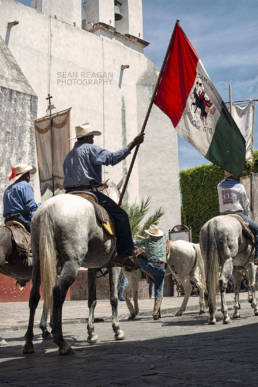 Horses prepare to be blessed in San Miguel de Allende Mexico