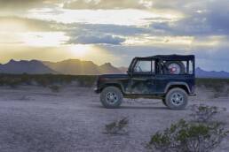 Land rover defender in Chihuahua Desert, Mexico